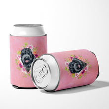 Load image into Gallery viewer, Russian Black Terrier Pink Flowers Can or Bottle Hugger CK4176CC