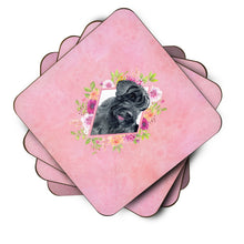 Load image into Gallery viewer, Giant Schnauzer Pink Flowers Coasters - Set of 4 Lightweight Foam, Absorbent Drink Coasters  CK4178FC
