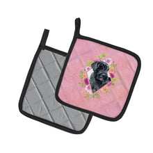 Load image into Gallery viewer, Giant Schnauzer Pink Flowers Pot Holders - Set of 2 - Heat-Resistant Kitchen Essentials CK4178PTHD