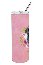 Load image into Gallery viewer, Giant Schnauzer Pink Flowers Double Walled Stainless Steel 20 oz Skinny Tumbler CK4178TBL20