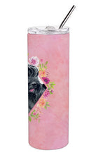 Load image into Gallery viewer, Giant Schnauzer Pink Flowers Double Walled Stainless Steel 20 oz Skinny Tumbler CK4178TBL20