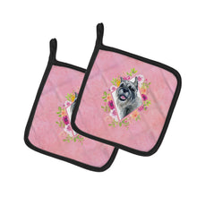 Load image into Gallery viewer, Schnauzer Pink Flowers Pot Holders - Set of 2 - Heat-Resistant Kitchen Essentials CK4179PTHD