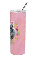 Load image into Gallery viewer, Schnauzer Pink Flowers Double Walled Stainless Steel 20 oz Skinny Tumbler CK4179TBL20