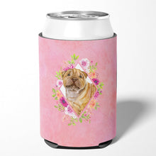 Load image into Gallery viewer, Shar Pei Pink Flowers Can or Bottle Hugger CK4181CC