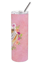 Load image into Gallery viewer, Shiba Inu Pink Flowers Double Walled Stainless Steel 20 oz Skinny Tumbler CK4183TBL20