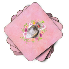 Load image into Gallery viewer, Shih Tzu Pink Flowers Coasters - Set of 4 Lightweight Foam, Absorbent Drink Coasters  CK4184FC