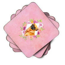 Load image into Gallery viewer, Brabant Griffon Pink Flowers Coasters - Set of 4 Lightweight Foam, Absorbent Drink Coasters  CK4185FC