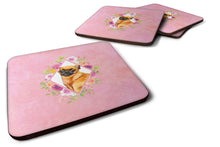 Load image into Gallery viewer, Brabant Griffon Pink Flowers Coasters - Set of 4 Lightweight Foam, Absorbent Drink Coasters  CK4185FC