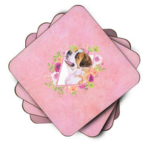 Load image into Gallery viewer, Saint Bernard #1 Pink Flowers Coasters - Set of 4 Lightweight Foam, Absorbent Drink Coasters  CK4186FC