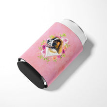 Load image into Gallery viewer, Saint Bernard #2 Pink Flowers Can or Bottle Hugger CK4187CC