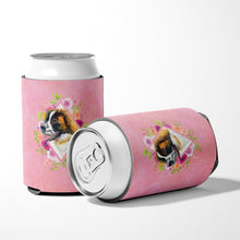 Load image into Gallery viewer, Saint Bernard #2 Pink Flowers Can or Bottle Hugger CK4187CC