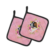 Load image into Gallery viewer, Saint Bernard #2 Pink Flowers Pot Holders - Set of 2 - Heat-Resistant Kitchen Essentials CK4187PTHD