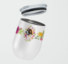 Load image into Gallery viewer, Saint Bernard #2 Pink Flowers Stainless Steel 12 oz Stemless Wine Glass CK4187TBL12