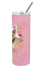 Load image into Gallery viewer, Thai Ridgeback Pink Flowers Double Walled Stainless Steel 20 oz Skinny Tumbler CK4188TBL20