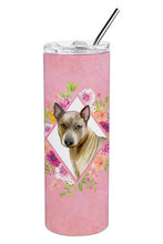Load image into Gallery viewer, Thai Ridgeback Pink Flowers Double Walled Stainless Steel 20 oz Skinny Tumbler CK4188TBL20