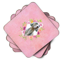 Load image into Gallery viewer, Weimaraner Pink Flowers Coasters - Set of 4 Lightweight Foam, Absorbent Drink Coasters  CK4191FC