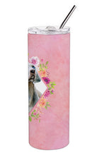 Load image into Gallery viewer, Weimaraner Pink Flowers Double Walled Stainless Steel 20 oz Skinny Tumbler CK4191TBL20