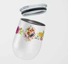 Load image into Gallery viewer, Welsh Terrier Pink Flowers Stainless Steel 12 oz Stemless Wine Glass CK4192TBL12