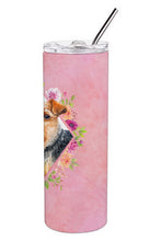 Load image into Gallery viewer, Welsh Terrier Pink Flowers Double Walled Stainless Steel 20 oz Skinny Tumbler CK4192TBL20