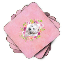 Load image into Gallery viewer, West Highland White Terrier Pink Flowers Coasters - Set of 4 Lightweight Foam, Absorbent Drink Coasters  CK4193FC