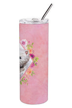 Load image into Gallery viewer, West Highland White Terrier Pink Flowers Double Walled Stainless Steel 20 oz Skinny Tumbler CK4193TBL20