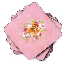 Load image into Gallery viewer, Yorkshire Terrier #2 Pink Flowers Coasters - Set of 4 Lightweight Foam, Absorbent Drink Coasters  CK4195FC