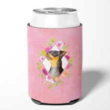 Load image into Gallery viewer, Black Miniature Pinscher Pink Flowers Can or Bottle Hugger CK4196CC