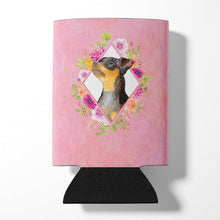 Load image into Gallery viewer, Black Miniature Pinscher Pink Flowers Can or Bottle Hugger CK4196CC
