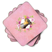 Load image into Gallery viewer, Black Miniature Pinscher Pink Flowers Coasters - Set of 4 Lightweight Foam, Absorbent Drink Coasters  CK4196FC