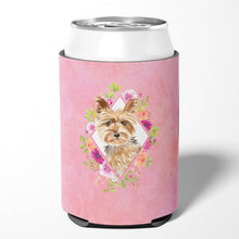 Load image into Gallery viewer, Yorkie Pink Flowers Can or Bottle Hugger CK4197CC