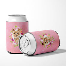 Load image into Gallery viewer, Yorkie Pink Flowers Can or Bottle Hugger CK4197CC