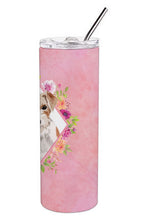 Load image into Gallery viewer, Jack Russell Terrier Pink Flowers Double Walled Stainless Steel 20 oz Skinny Tumbler CK4198TBL20