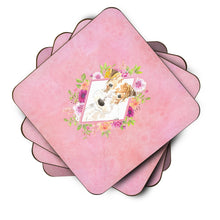 Load image into Gallery viewer, Fox Terrier Pink Flowers Coasters - Set of 4 Lightweight Foam, Absorbent Drink Coasters  CK4199FC
