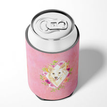 Load image into Gallery viewer, White Collie Pink Flowers Can or Bottle Hugger CK4201CC