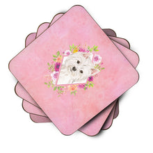 Load image into Gallery viewer, Westie  Pink Flowers Coasters - Set of 4 Lightweight Foam, Absorbent Drink Coasters  CK4203FC