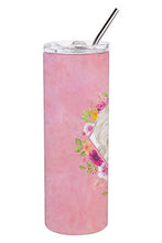 Load image into Gallery viewer, Westie  Pink Flowers Double Walled Stainless Steel 20 oz Skinny Tumbler CK4203TBL20