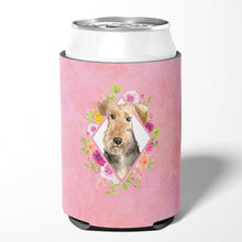 Load image into Gallery viewer, Airedale Terrier Pink Flowers Can or Bottle Hugger CK4204CC