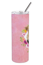 Load image into Gallery viewer, Airedale Terrier Pink Flowers Double Walled Stainless Steel 20 oz Skinny Tumbler CK4204TBL20