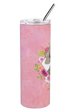 Load image into Gallery viewer, Weimaraner Pink Flowers Double Walled Stainless Steel 20 oz Skinny Tumbler CK4205TBL20