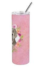 Load image into Gallery viewer, Weimaraner Pink Flowers Double Walled Stainless Steel 20 oz Skinny Tumbler CK4205TBL20