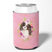 Load image into Gallery viewer, Tricolor Cavalier Spaniel Pink Flowers Can or Bottle Hugger CK4206CC