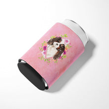 Load image into Gallery viewer, Tricolor Cavalier Spaniel Pink Flowers Can or Bottle Hugger CK4206CC