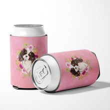 Load image into Gallery viewer, Tricolor Cavalier Spaniel Pink Flowers Can or Bottle Hugger CK4206CC