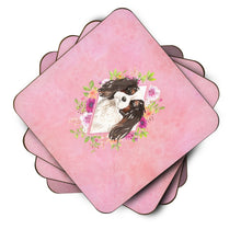 Load image into Gallery viewer, Tricolor Cavalier Spaniel Pink Flowers Coasters - Set of 4 Lightweight Foam, Absorbent Drink Coasters  CK4206FC