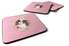 Load image into Gallery viewer, Tricolor Cavalier Spaniel Pink Flowers Coasters - Set of 4 Lightweight Foam, Absorbent Drink Coasters  CK4206FC