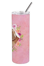 Load image into Gallery viewer, Dachshund Pink Flowers Double Walled Stainless Steel 20 oz Skinny Tumbler CK4207TBL20