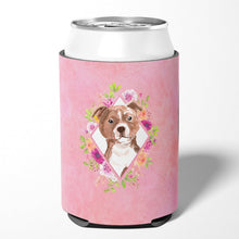 Load image into Gallery viewer, Staffie Bull Terrier Pink Flowers Can or Bottle Hugger CK4208CC