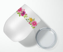Load image into Gallery viewer, Staffie Bull Terrier Pink Flowers Stainless Steel 12 oz Stemless Wine Glass CK4208TBL12