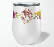 Load image into Gallery viewer, Staffie Bull Terrier Pink Flowers Stainless Steel 12 oz Stemless Wine Glass CK4208TBL12