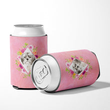 Load image into Gallery viewer, Shih Tzu Puppy Pink Flowers Can or Bottle Hugger CK4211CC